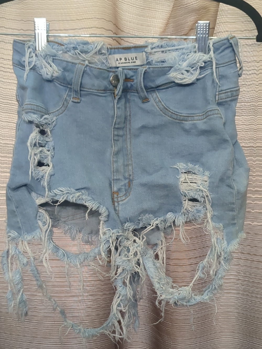 Aphrodite Light Blue Distressed Denim Mini Shorts